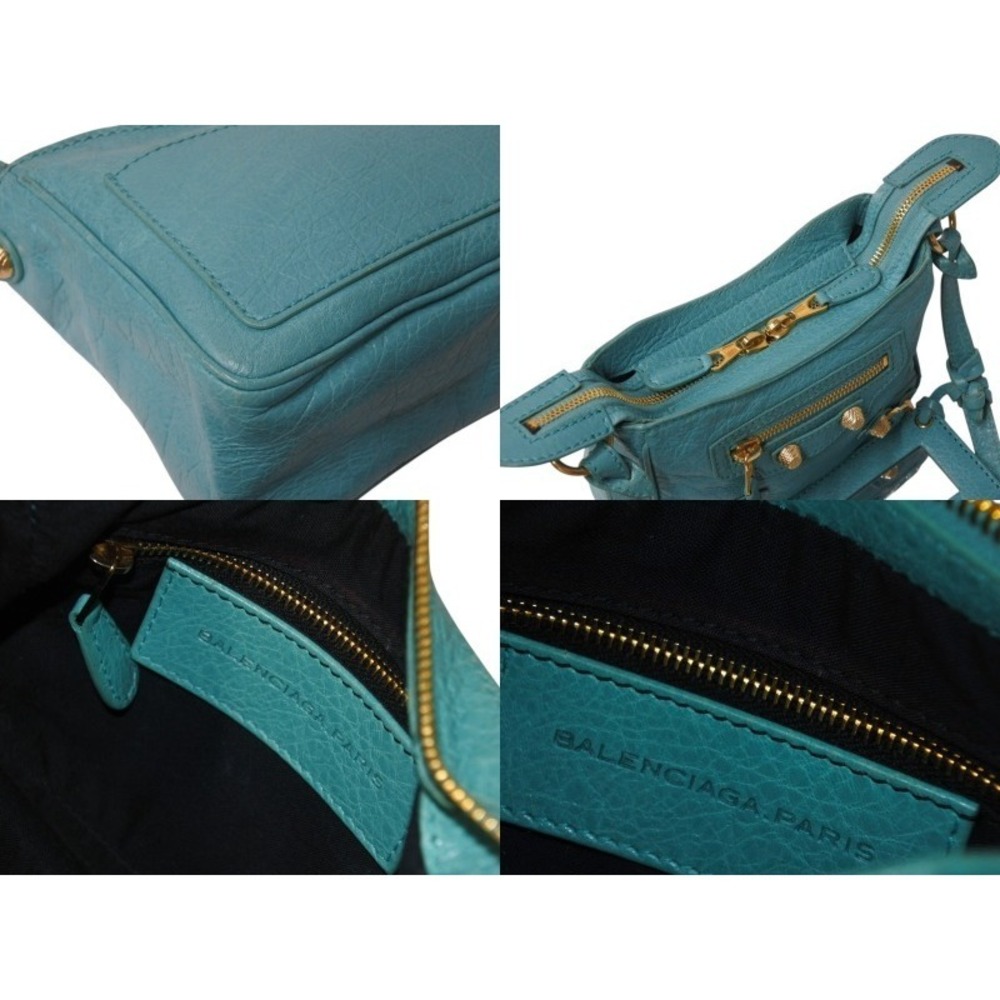 BALENCIAGA The City Shoulder Bag Blue Leather - Picture 8 of 9